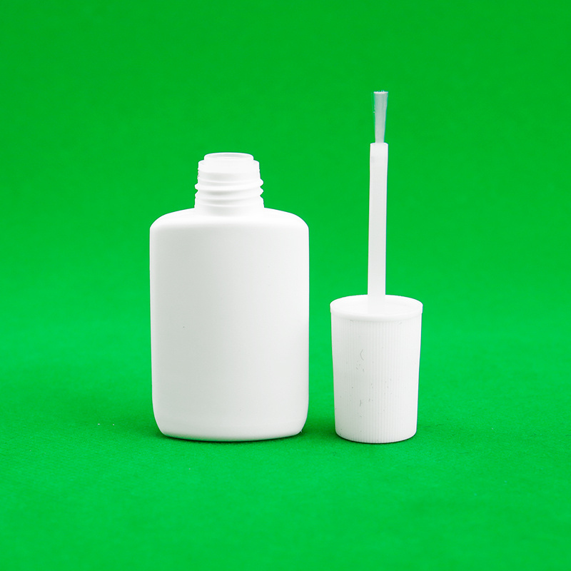 HDPE Plastic Bottle with Brush Minimal White Black Bottle for Nail Polish Eyelash Glue Super Glue for Cosmetics Bottle Use