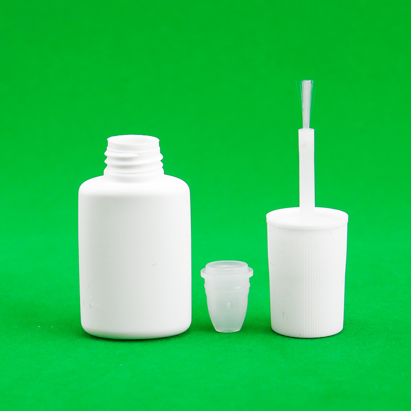 HDPE Plastic Bottle with Brush Minimal White Black Bottle for Nail Polish Eyelash Glue Super Glue for Cosmetics Bottle Use