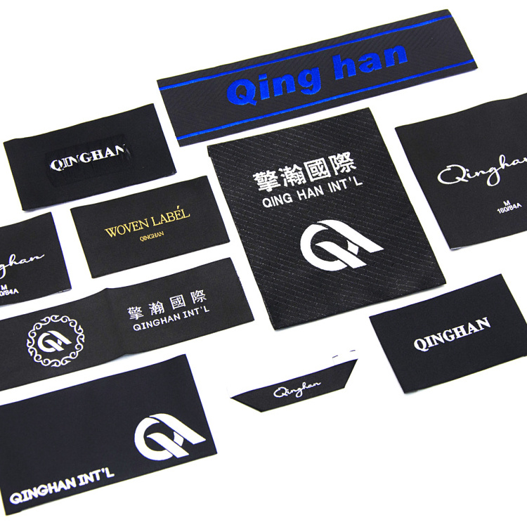 Customized Soft Touch Polyester Cotton Fabric logo garment label satin taffeta woven label clothing Woven garment Label