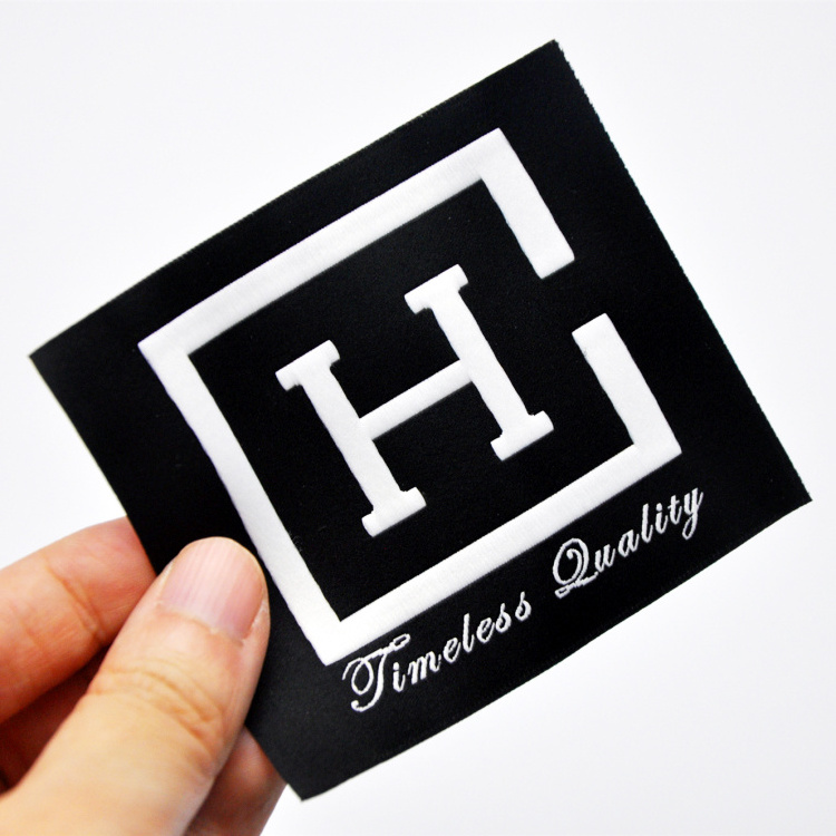 Adhesive apparel woven label heat transfer iron on label woven label making machine producing tag