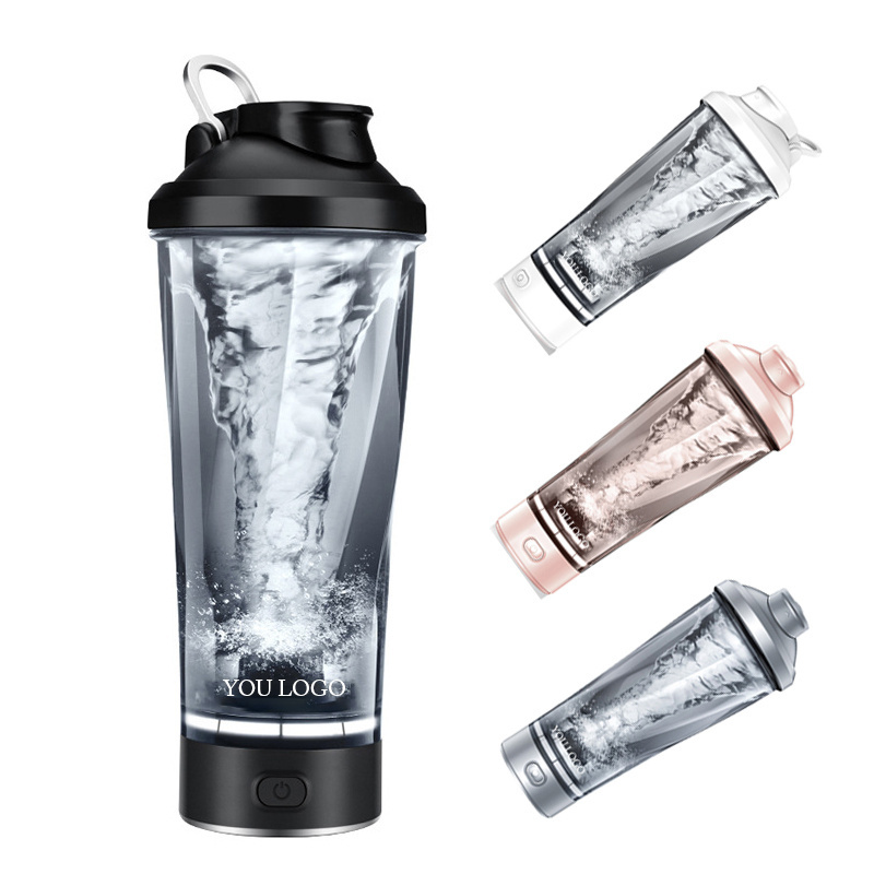 custom portable usb electric shaker bottle gym fitness automatic mixing protein powder plastic electrical shaker water bottle