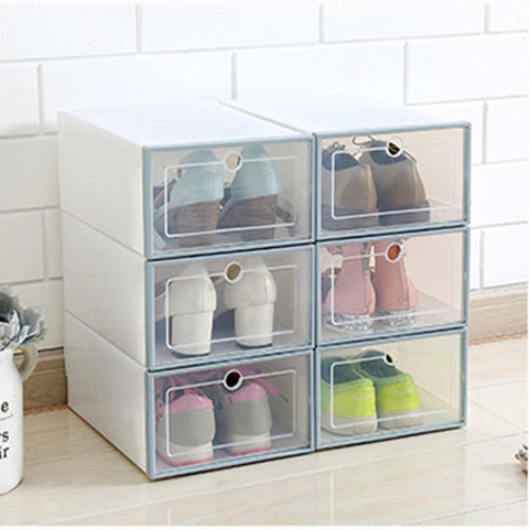 custom men women led folding clear containers organizer shoe box storage wholesale bin rack transparent stackable plastic