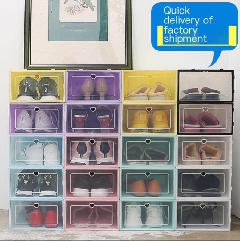 custom men women led folding clear containers organizer shoe box storage wholesale bin rack transparent stackable plastic