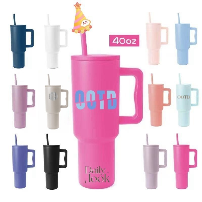 custom LOGO 3.0 stainless steel vacuum insulated 40oz traveling tumblers coffee beer mug water cups with handle and straw