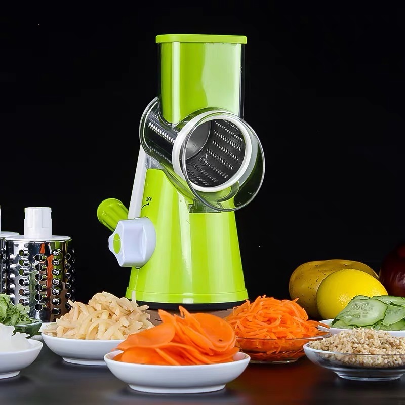 Multifunctional vegetable cutter hand-cranked rotary grater three-in-one drum vegetable cutter vertical slicer