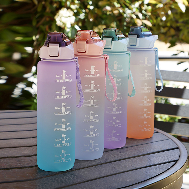 Hot sell Leakproof Tritan BPA Free 1l Fitness Outdoor Sports Water Jug with Time Marker Large Plastic Motivational Water Bottle