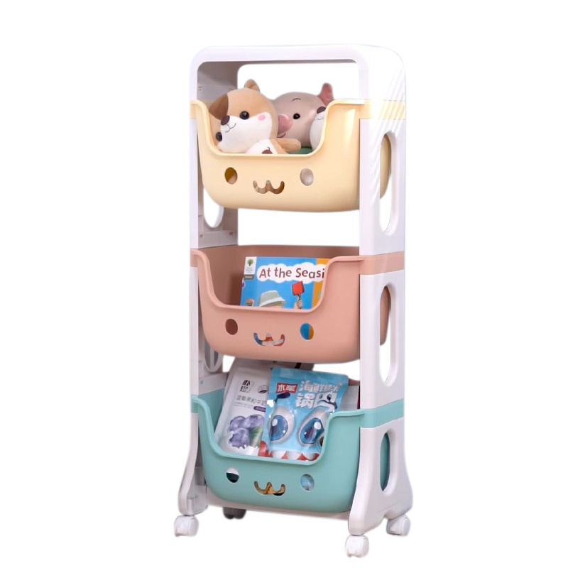 Smart-Furn Toy Storage cabinet Rack for kid boy teddler Home bedroom trolley plastic Shelf bedside Snack organizer Multi-layer