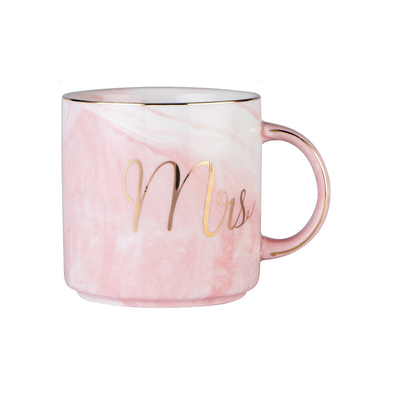 hot selling european style marble porcelain milk coffee ceramic mug for couple wedding gift