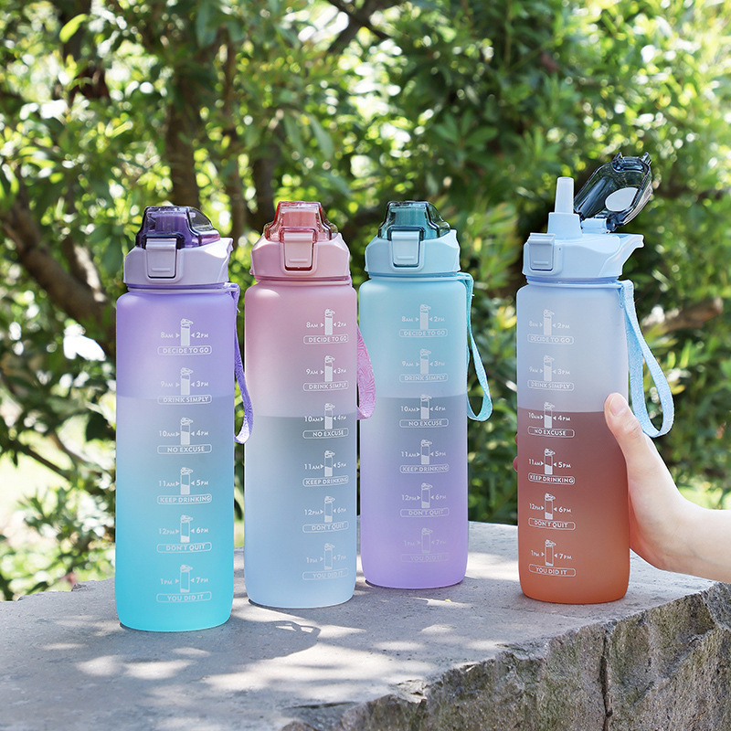 Hot sell Leakproof Tritan BPA Free 1l Fitness Outdoor Sports Water Jug with Time Marker Large Plastic Motivational Water Bottle