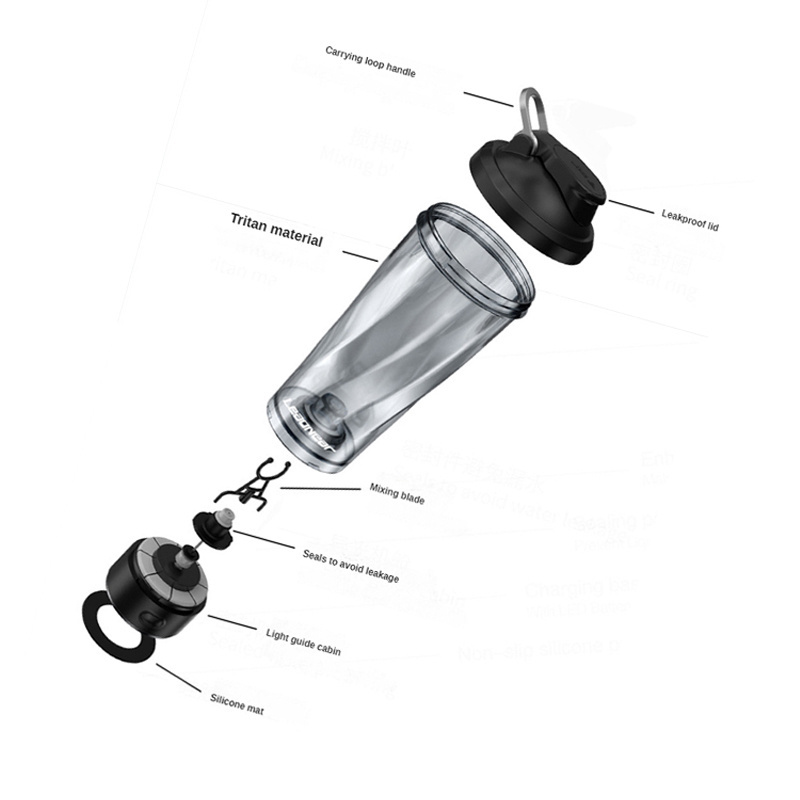 custom portable usb electric shaker bottle gym fitness automatic mixing protein powder plastic electrical shaker water bottle