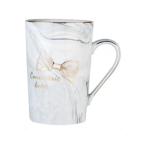 hot selling european style marble porcelain milk coffee ceramic mug for couple wedding gift