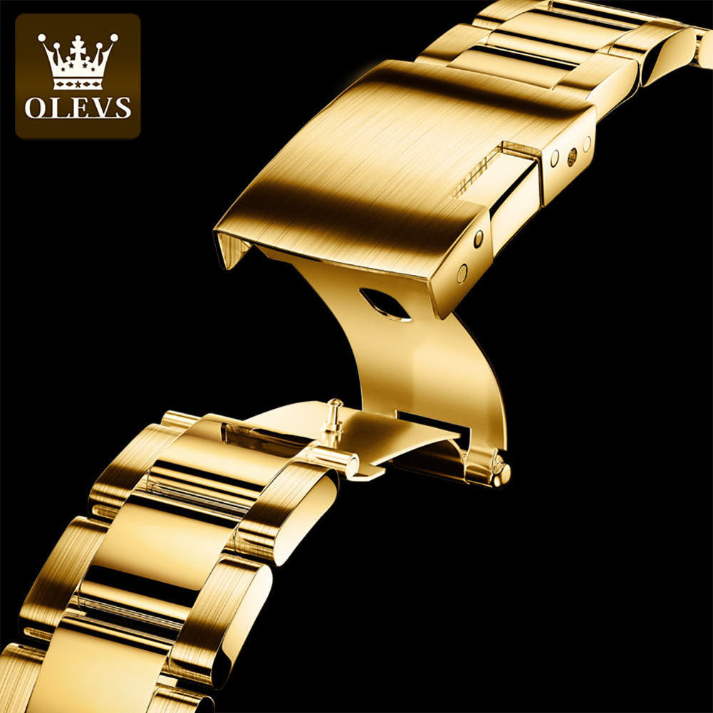 OLEVS 6638 automatic mechanical watch mens fashion watches luxury stainless steel gold wristwatch