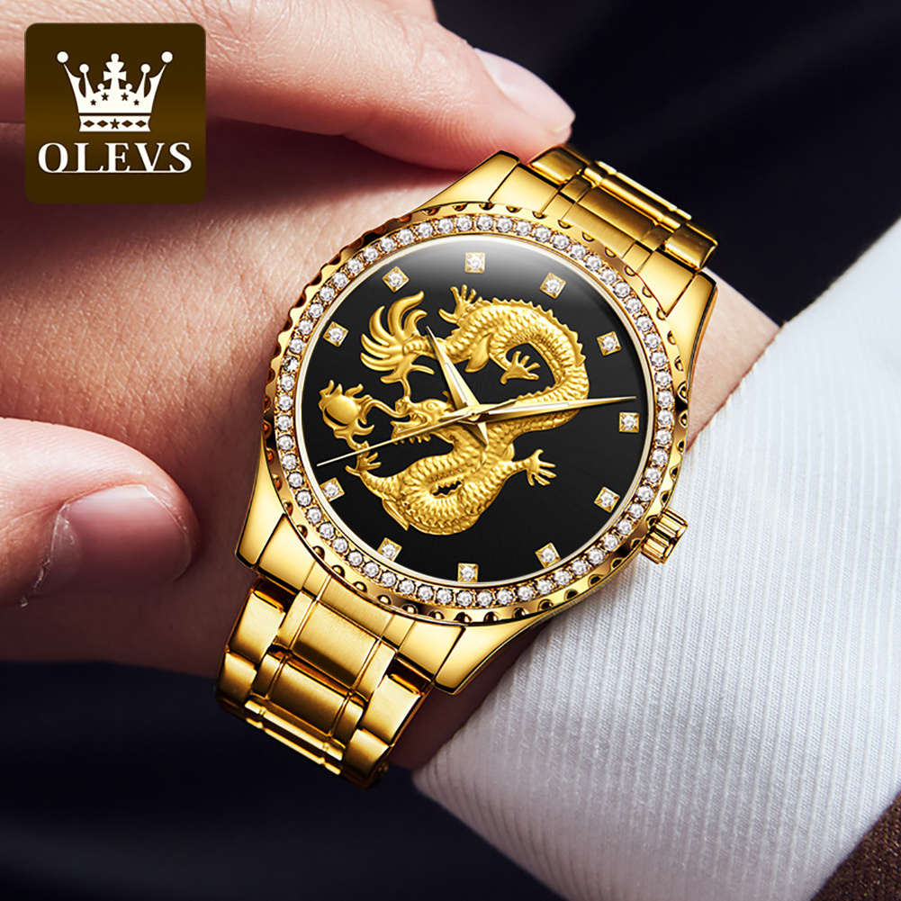 Olevs 5515 Fashion New Dragon Face Luxury Luminous Waterproof Watch Casual Hand Watch For Men