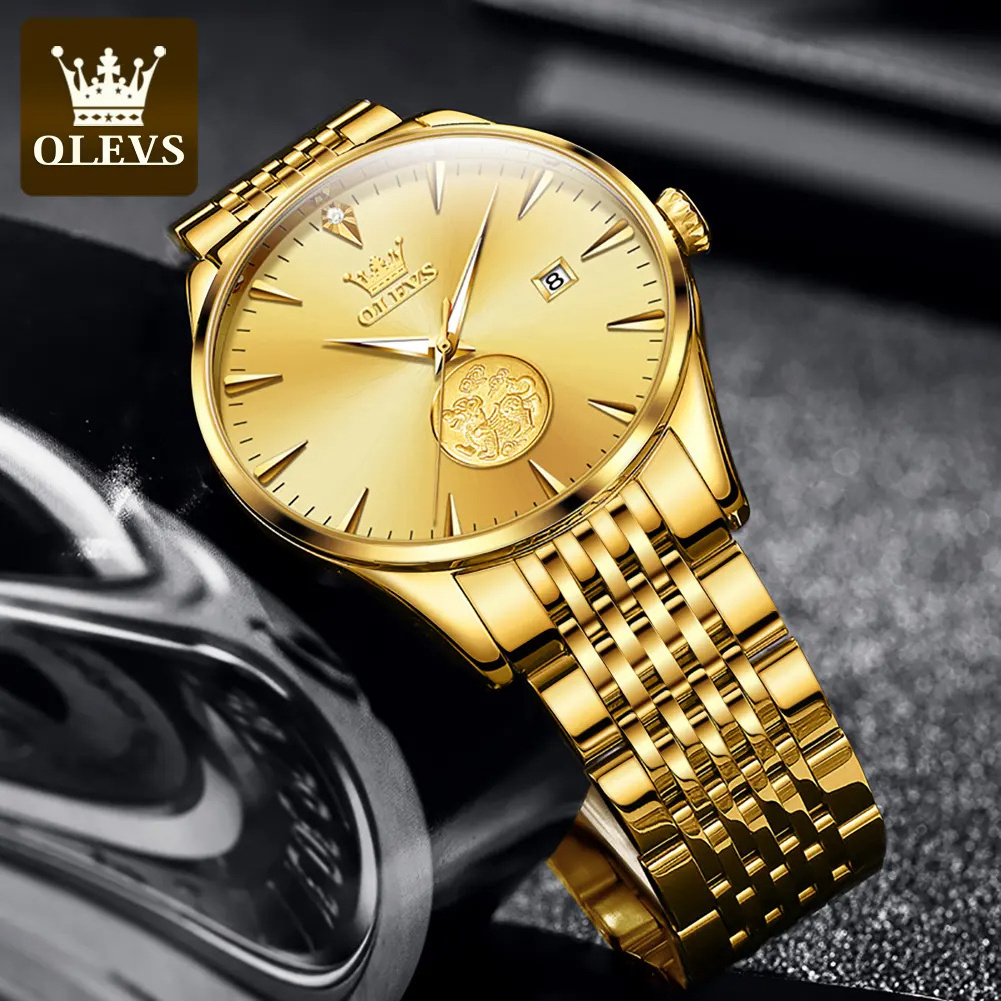 Olevs 6665 Reloj Custom Relogio Tourbillon Pixiu Carving Dial Self Winding Wristwatches Automatic Men Mechanical Wrist Watch