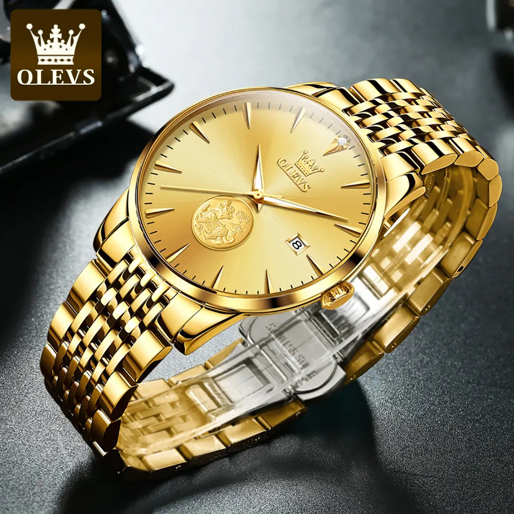 Olevs 6665 Reloj Custom Relogio Tourbillon Pixiu Carving Dial Self Winding Wristwatches Automatic Men Mechanical Wrist Watch