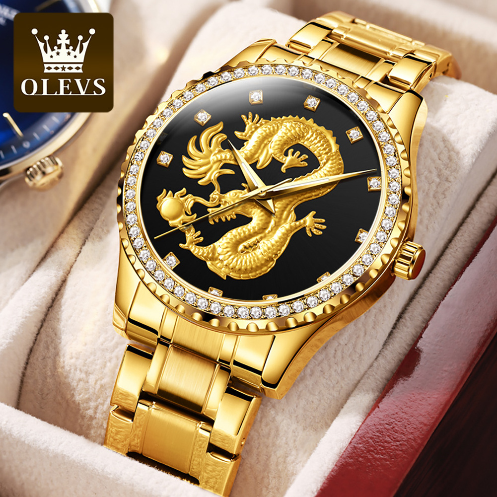 Olevs 5515 Fashion New Dragon Face Luxury Luminous Waterproof Watch Casual Hand Watch For Men