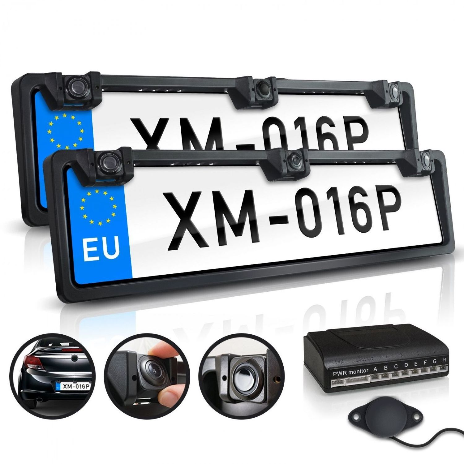 Europe Long Universal Camera Parking Sensor Vehicle Frame Screw Hole Rear View Frame Reverse Backup Mount License Plate Camera