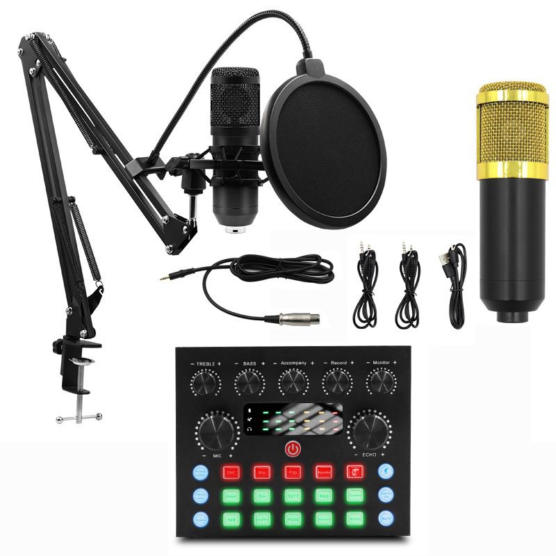 Professional V8S Live Sound Card&mixer Accessories Set Audio Usb Sound Cards BM800 Condenser Studio Microphone Streaming Podcast