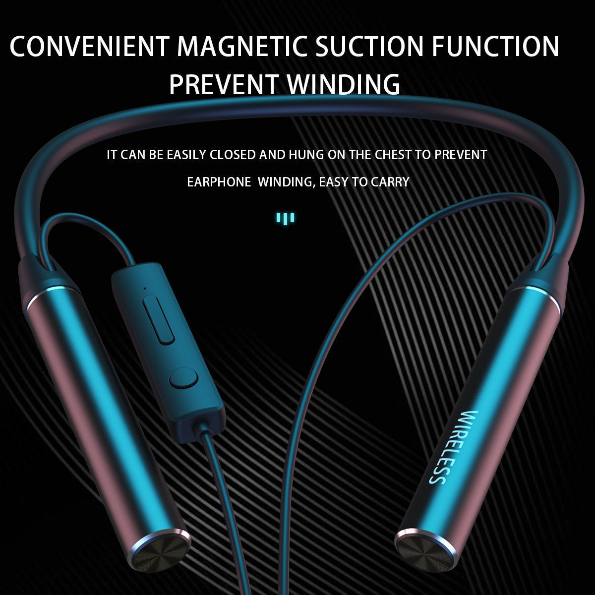 100 Hours Extra Long Playback with Microphone Headset Drivers Stereo in Ear Wireless Earbuds GYM530 Bt Neckband Headphones