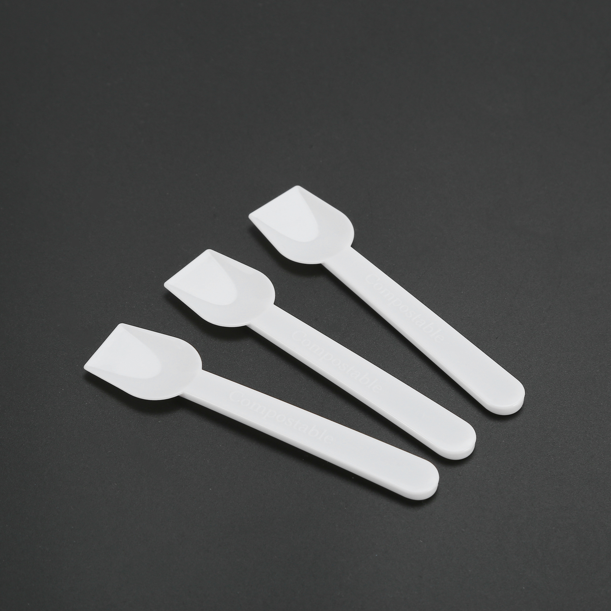 96 mm PLA Ice Cream Scoop Disposable Spoon Green Recyclable Biodegradable Cutlery