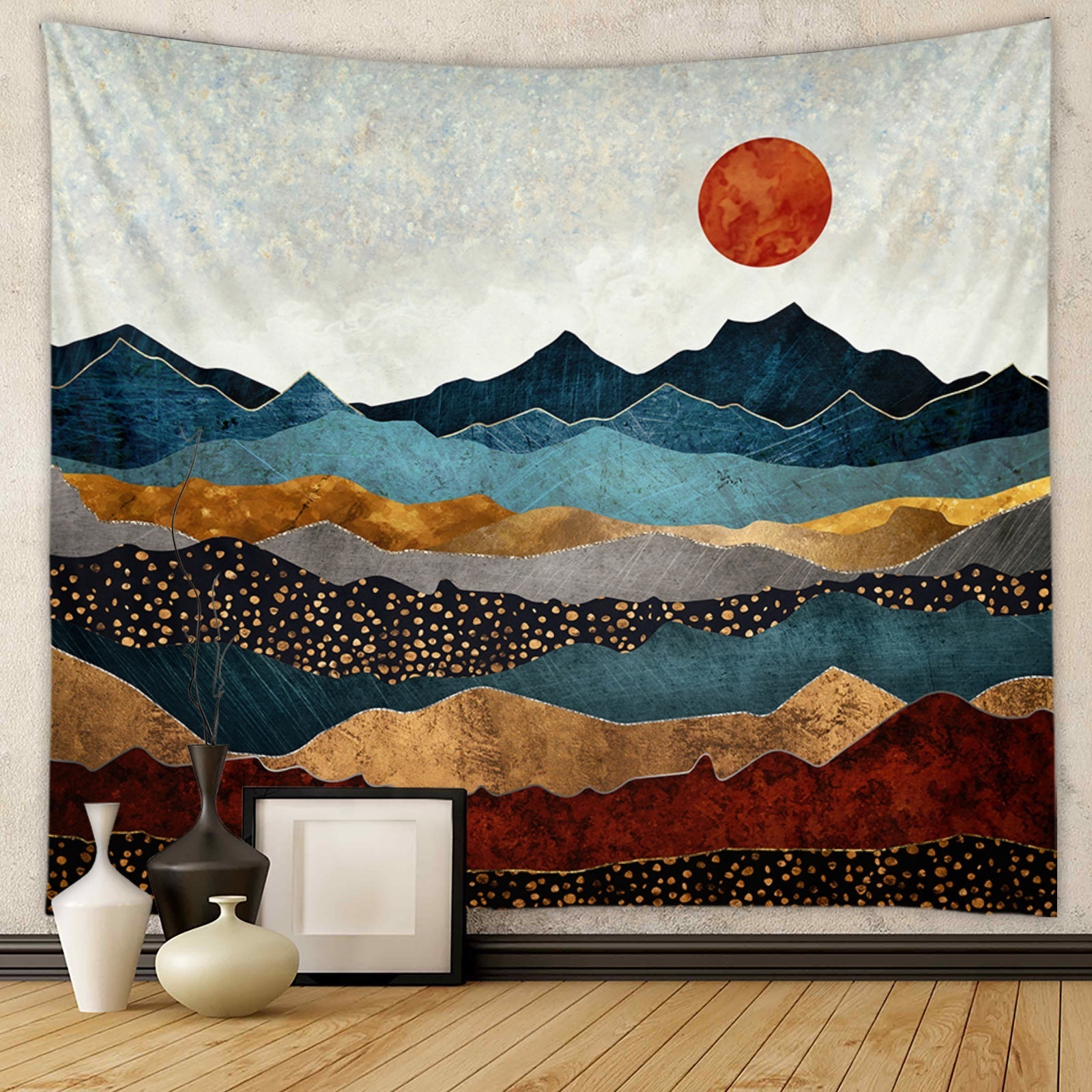 Fabric Mountain Tapestry Forest Tree Sunset Nature Landscape Wall Hanging for Room Christmas Presents Gifts OEM & ODM Supporteds