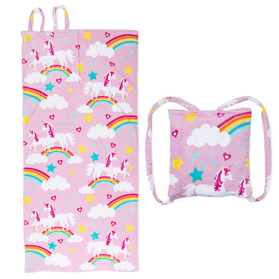 New Custom Printing Kids Backpack Quick Dry Microfiber Towel Folding Beach Towel Backpack