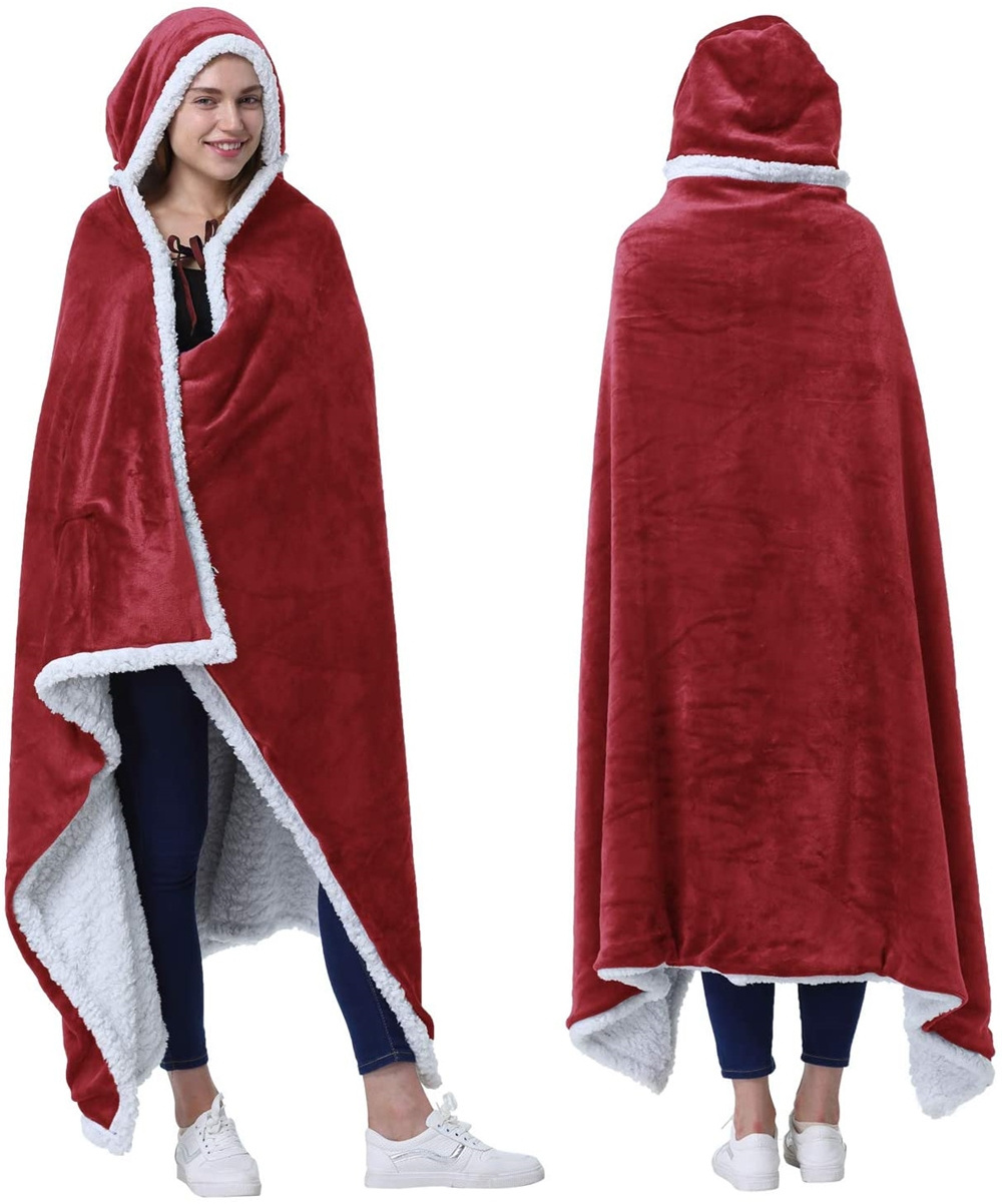 High Quality Soft Comfy Warm Wearable Oversized Sherpa Hoodie Sweatshirt Blanket for Adults Teens