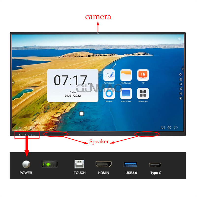 Hot sale 65 75 85 inch lcd 4k hd multi touch portable all in one smart digital white board