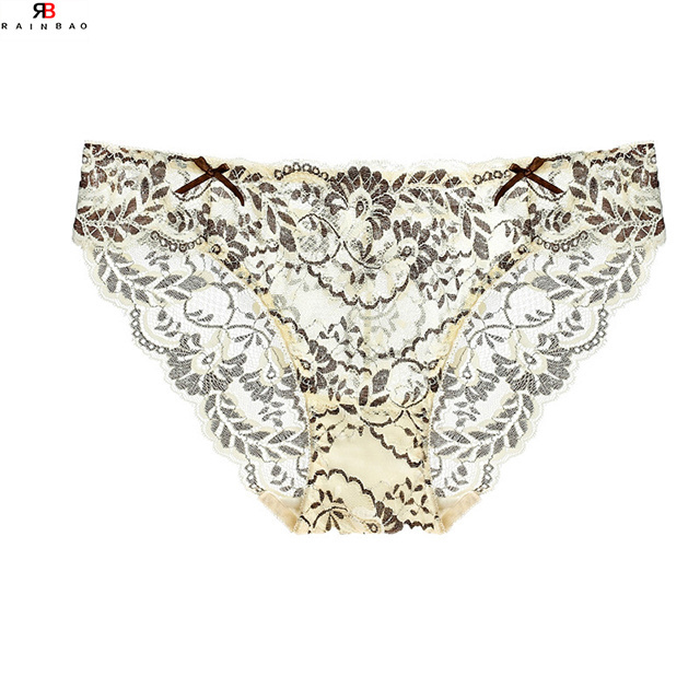 OEM custom see through mature charming ladies sexy inner wear stylish bow lace design girl's panties