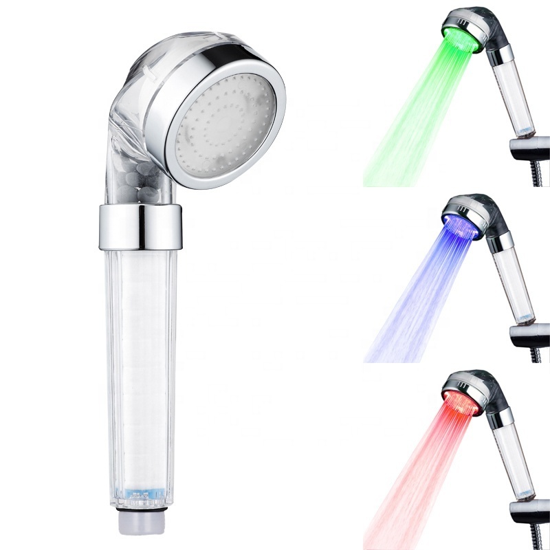 Chrome Plated Lighting 7 Color LED pressure shower head