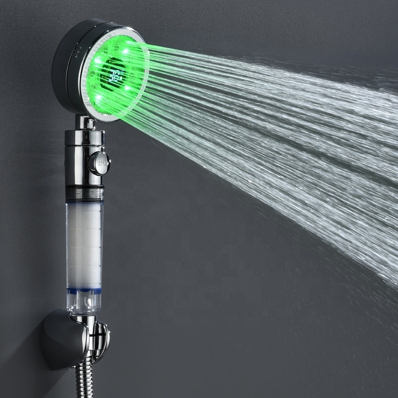 Temperature Display Color LED Lighting Shower Head for Bathroom