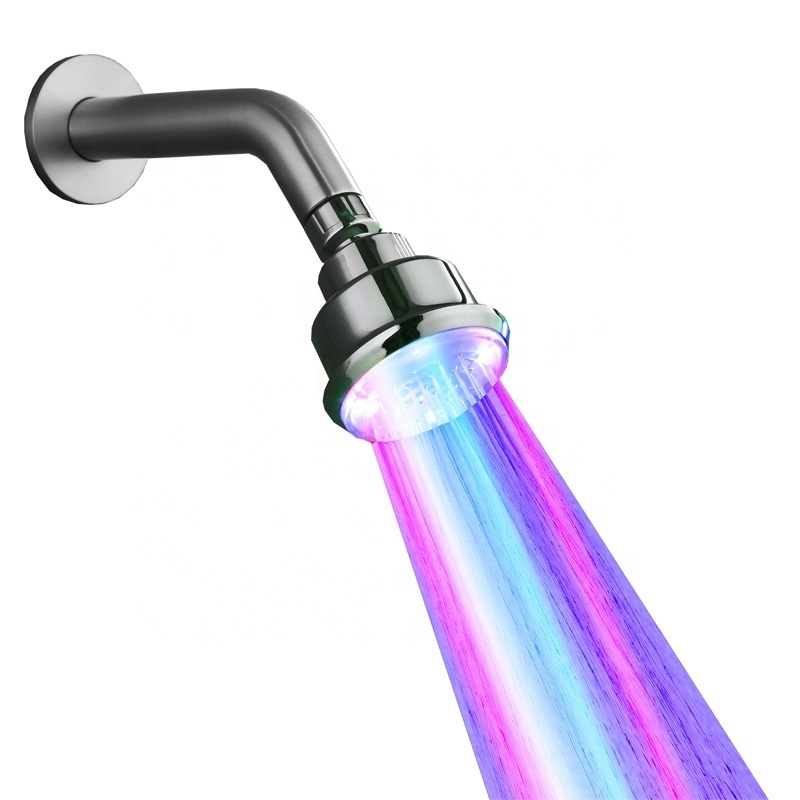 Bathroom Light 3 Color Flow Shower Head With Temperature Sensor LED Shower Set