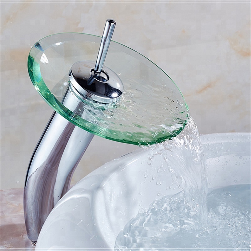 Waterfall Bathroom Faucet Good quality Glass Bidet Faucet with Single Handle Suitable for 1 or 3 Holes