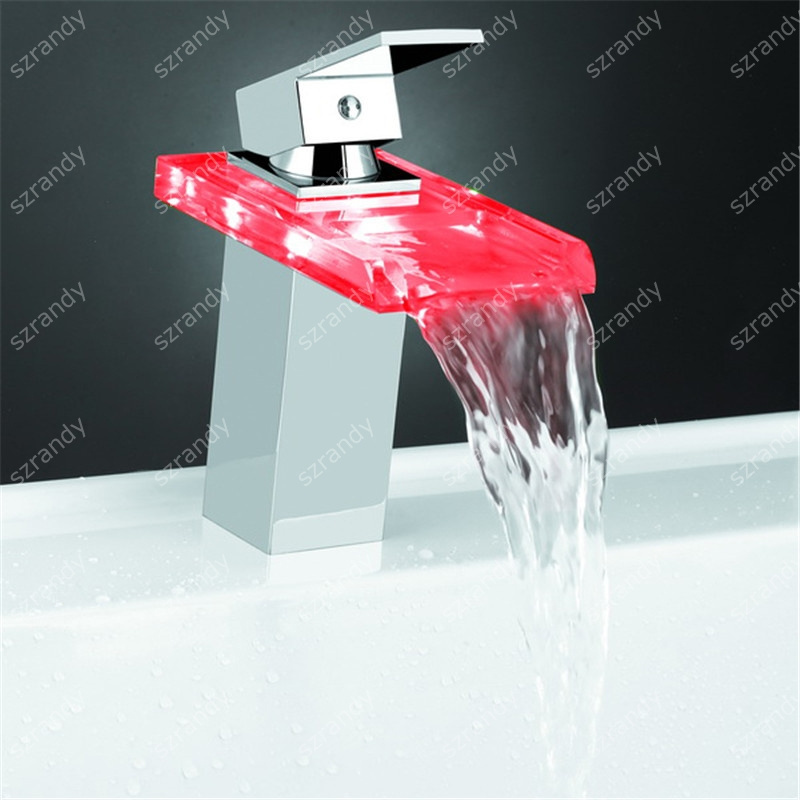 Modern with Glass Plate Spout Waterfall Faucet Light LD8006-001B