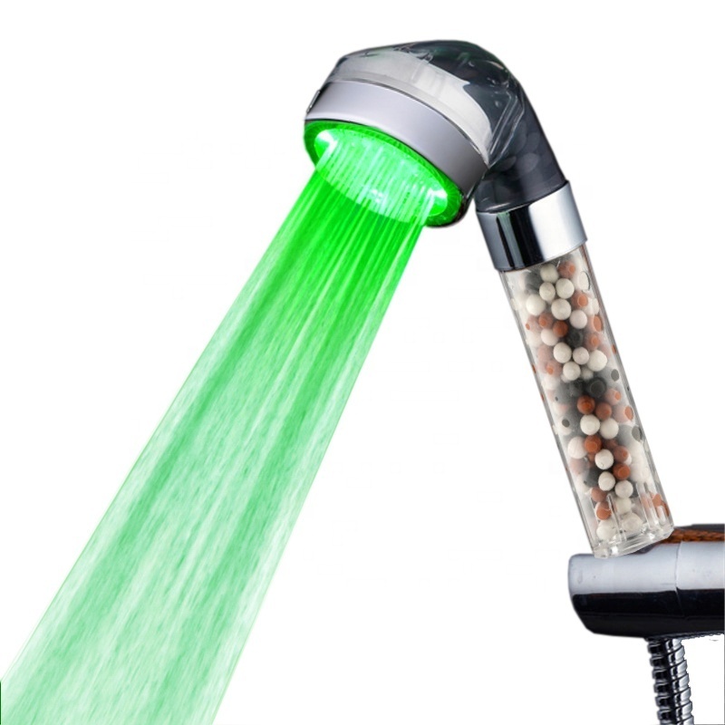 Tourmaline SPA Anion Pressurize Led shower head 7 colors Water Saving Bathroom Shower Head Led Shower Filter ABS