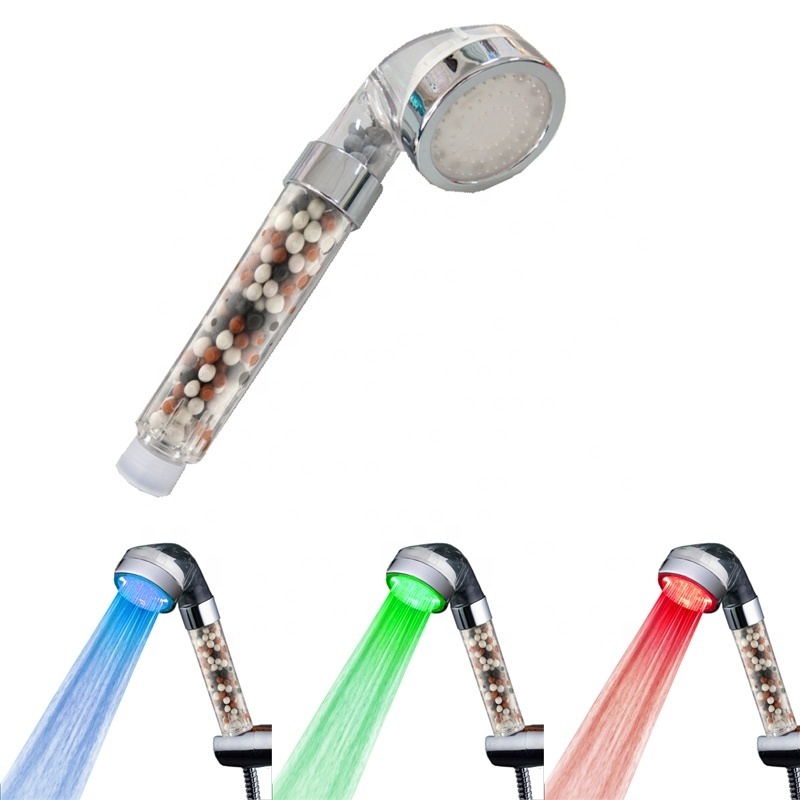 Tourmaline SPA Anion Pressurize Led shower head 7 colors Water Saving Bathroom Shower Head Led Shower Filter ABS