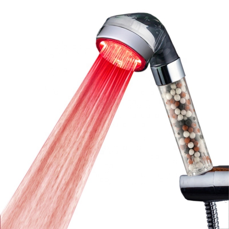 Tourmaline SPA Anion Pressurize Led shower head 7 colors Water Saving Bathroom Shower Head Led Shower Filter ABS