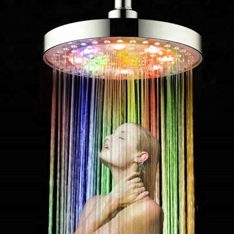 8 inch Multi-color Water Power LED SHOWER HEAD WITH Light