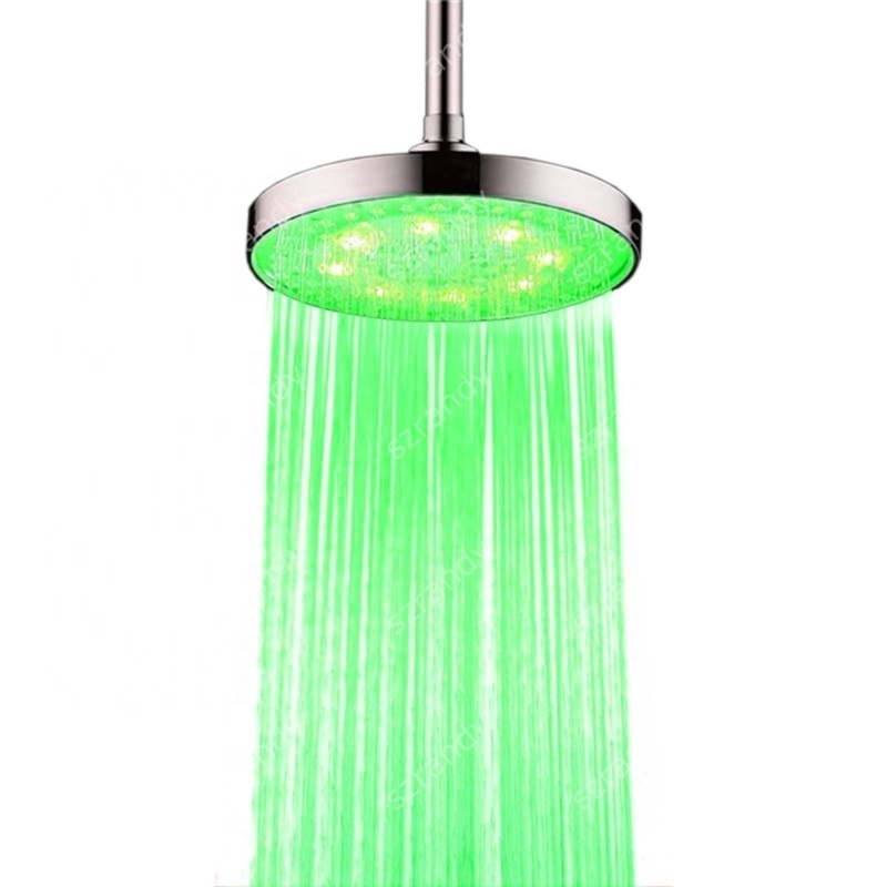 8 inch Multi-color Water Power LED SHOWER HEAD WITH Light