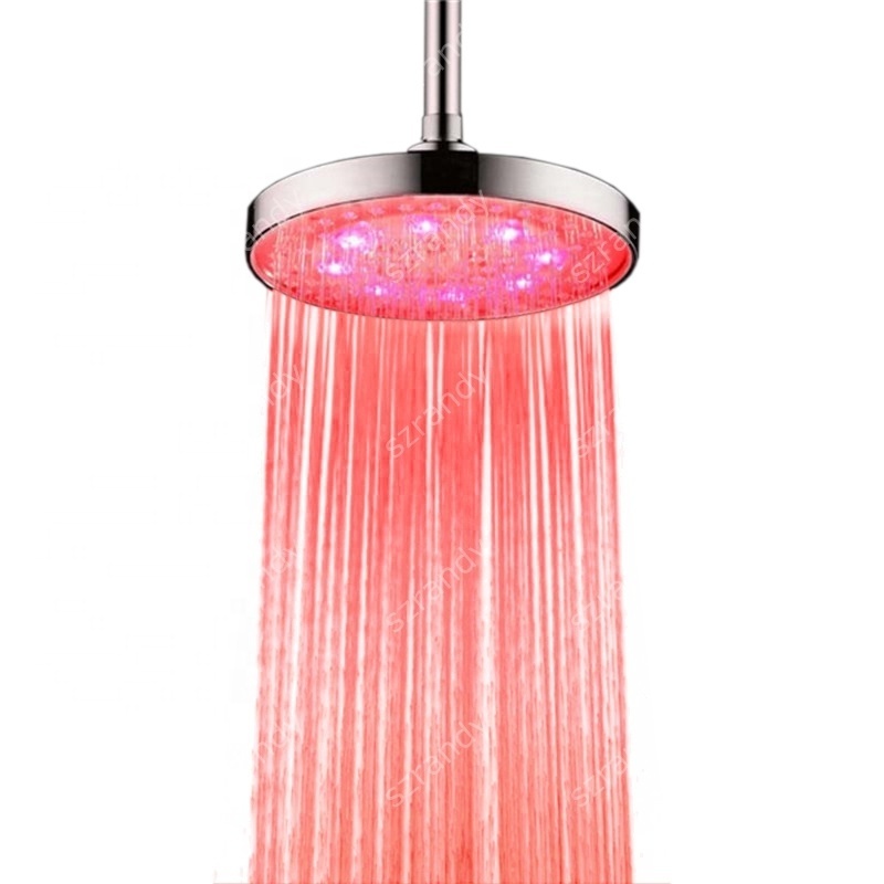 8 inch Multi-color Water Power LED SHOWER HEAD WITH Light