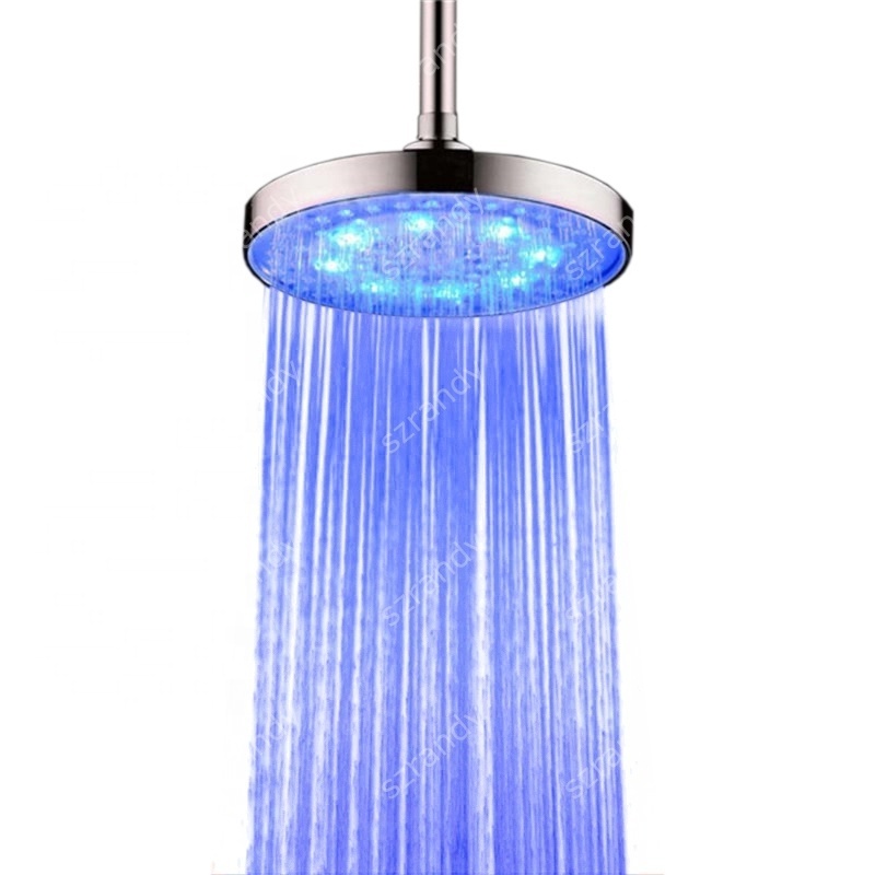 8 inch Multi-color Water Power LED SHOWER HEAD WITH Light