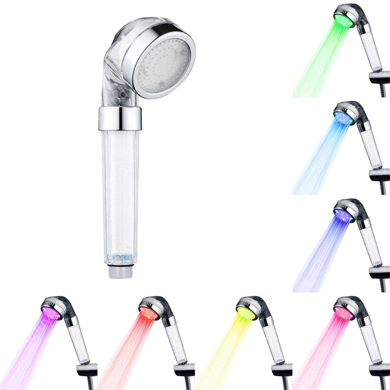 Chrome Plated Lighting 7 Color LED pressure shower head