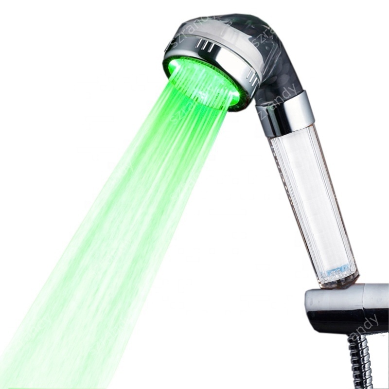 Chrome Plated Lighting 7 Color LED pressure shower head