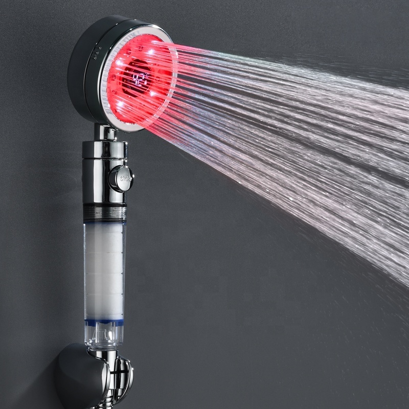 Temperature Display Color LED Lighting Shower Head for Bathroom