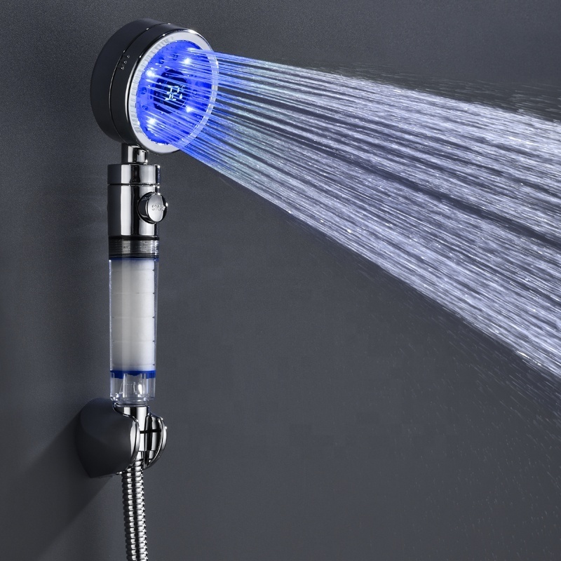 Temperature Display Color LED Lighting Shower Head for Bathroom