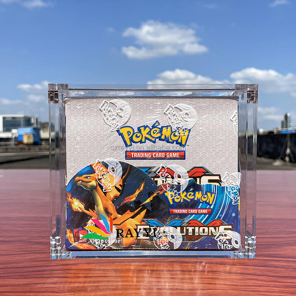 RAY YI Free Sample Strong Magnet Clear Acrylic Pokemon ETB Display Case Evolutions Booster Box Protector