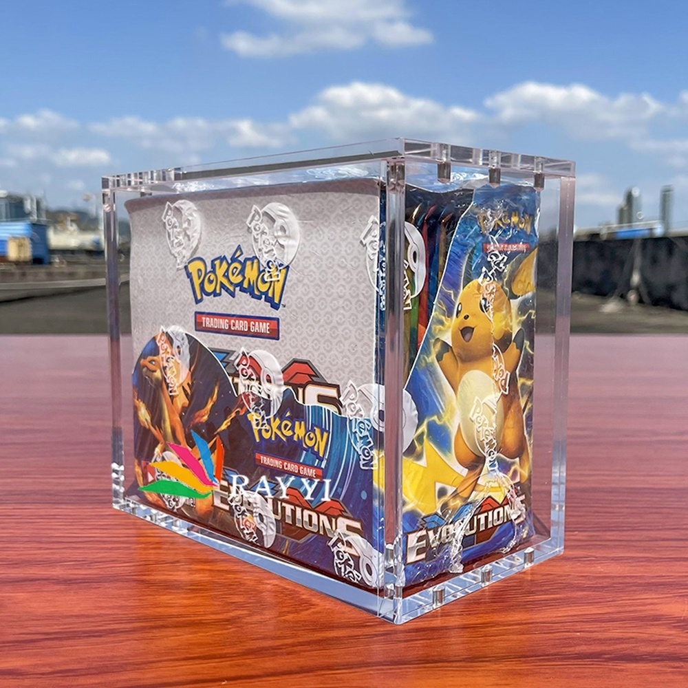 RAY YI Custom Clear pokemon etb acrylic case Magnetic Lid Acrylic Pokemon Booster Box Display Case For Elite Trainer Box