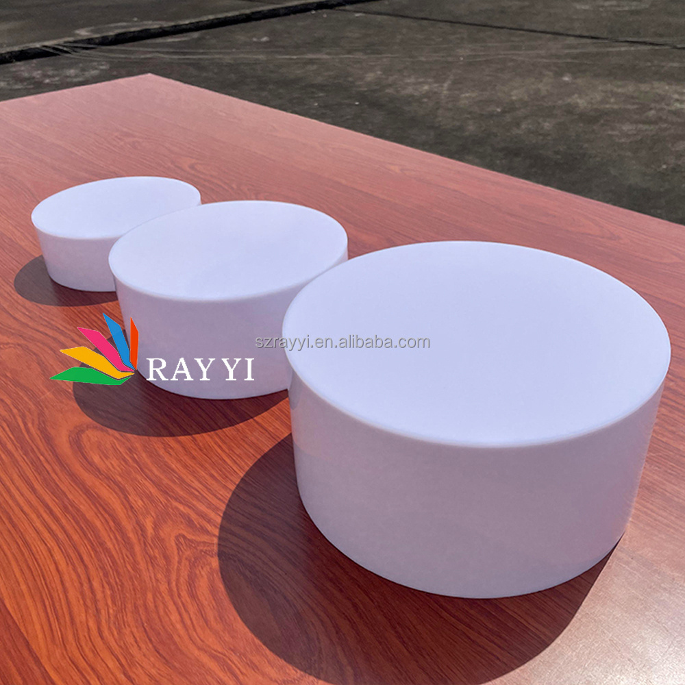 RAY YI Wholesale Acrylic Cube Display White Acrylic Food Nesting Buffet Risers Round Cube For Food Display