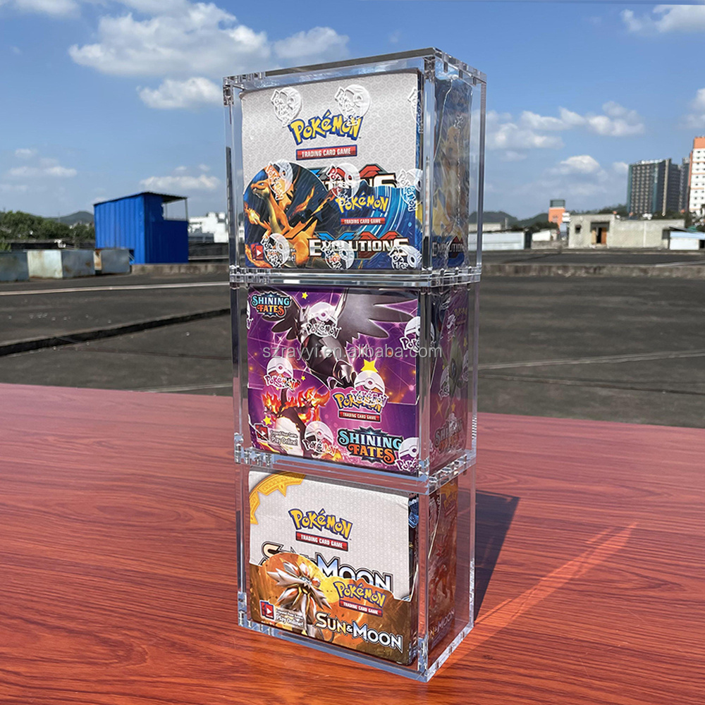 RAY YI Free Sample Strong Magnet Clear Acrylic Pokemon ETB Display Case Evolutions Booster Box Protector