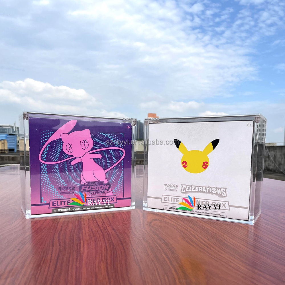 RAY YI Free Sample Strong Magnet Clear Acrylic Pokemon ETB Display Case Evolutions Booster Box Protector